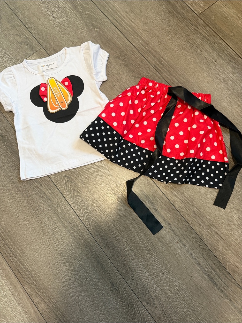 Kids Polka Dot Red & White Matching Set - Minnie-Inspired Tee & Skirt